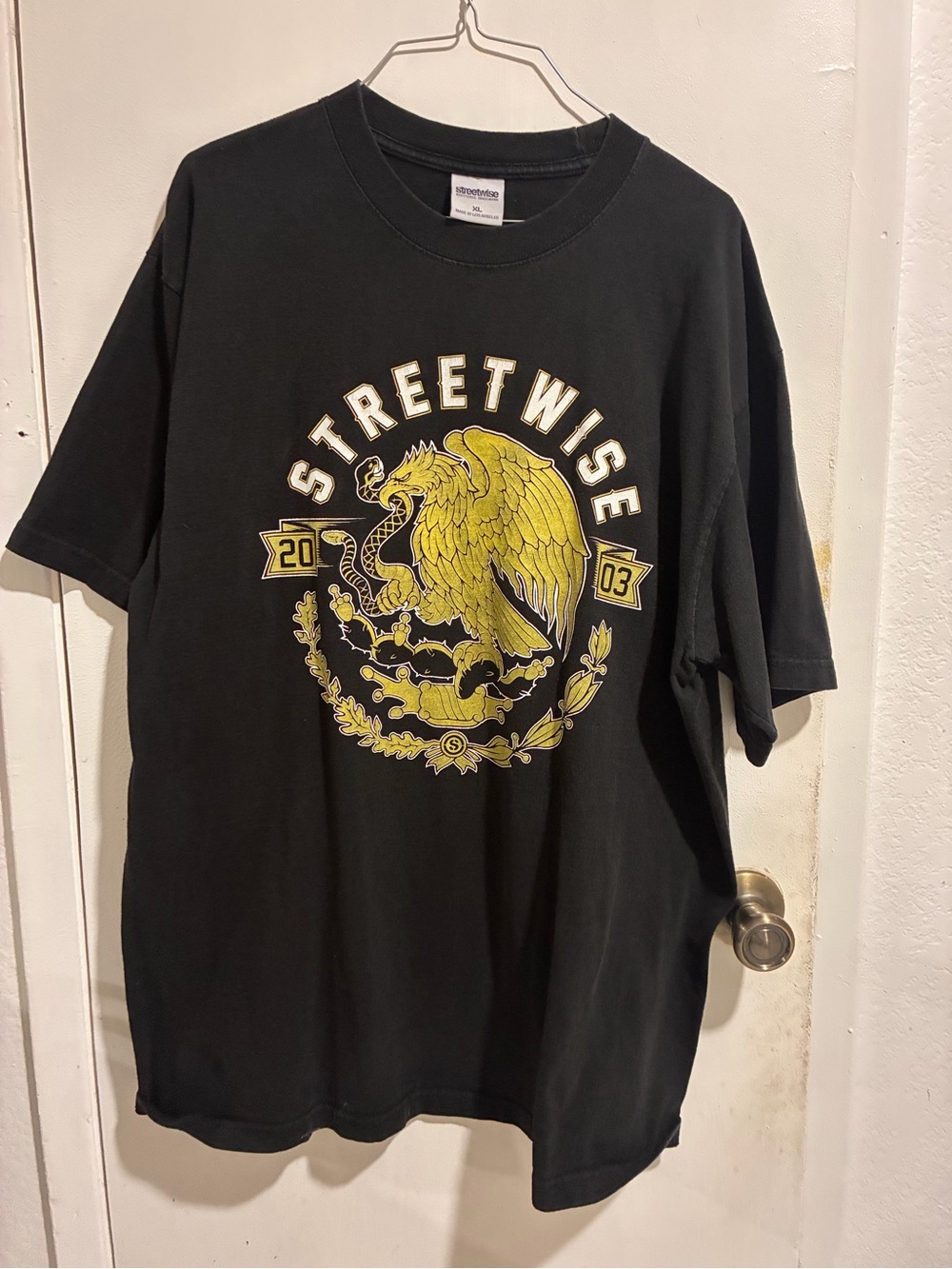 Black Graphic Tee with Gold Eagle Logo